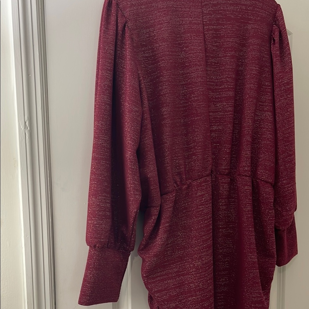 Lane Bryant Red Long Sleeve Tunic with Mandarin Collar - Picture 6 of 15
